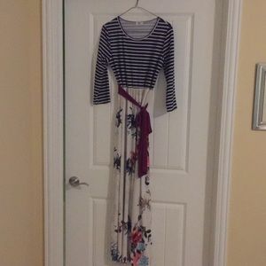 Stripe and floral maxi dress